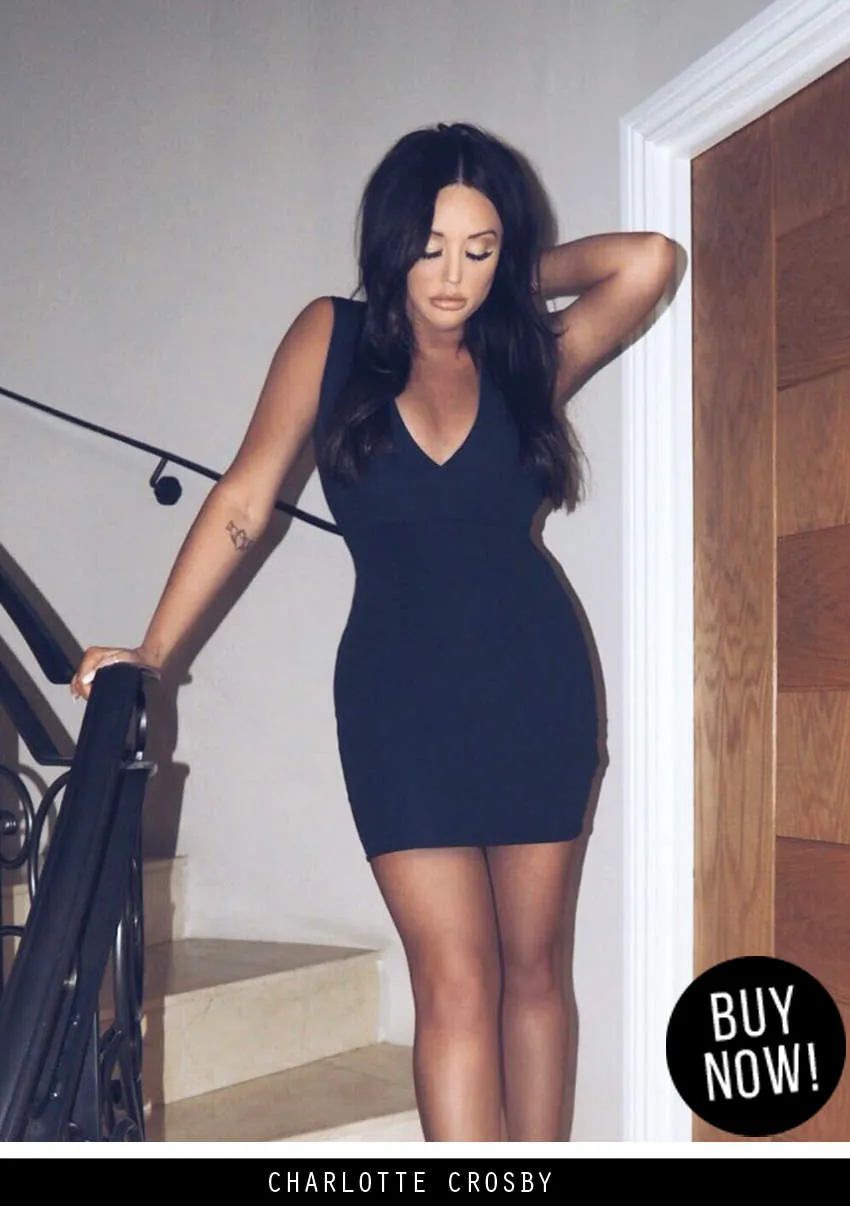 Navy V-Front Bodycon Dress sold by AX Paris
