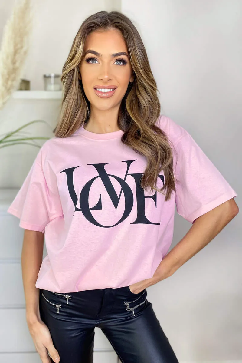 Pink Love Oversized Tee sold by AX Paris