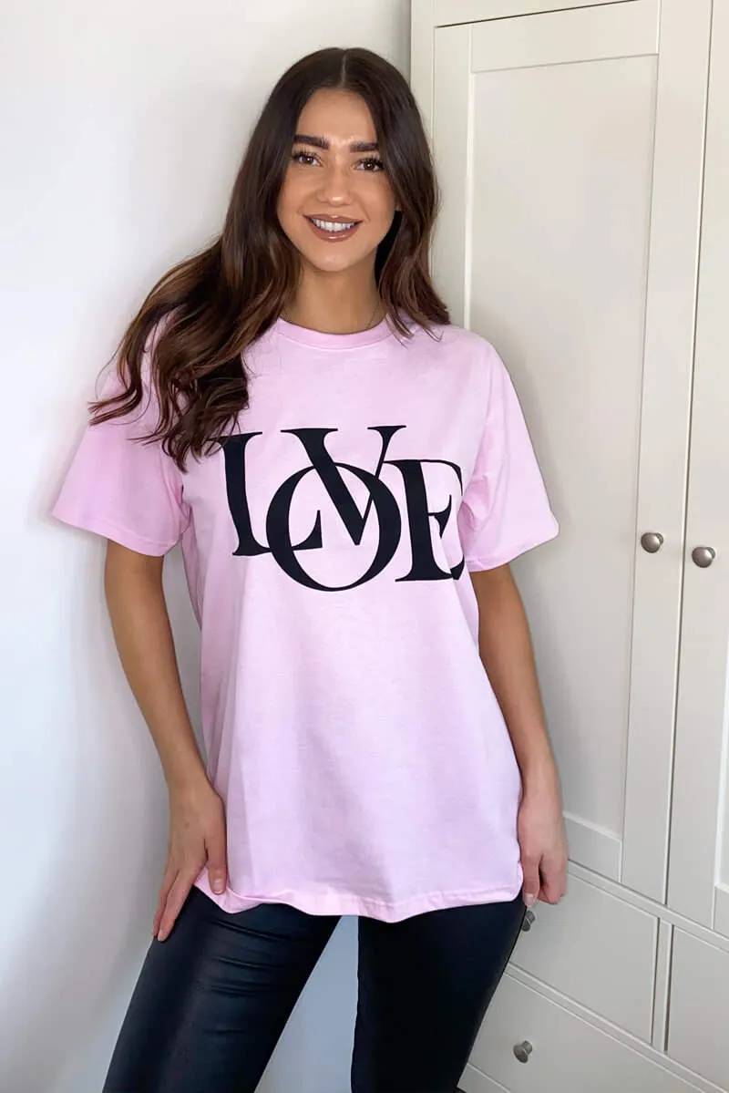Pink Love Oversized Tee sold by AX Paris product image thumbnail 5