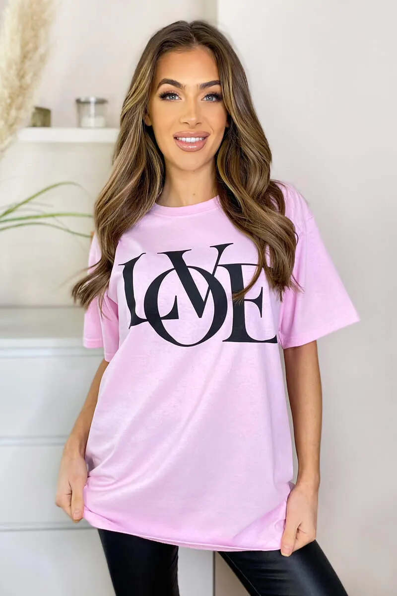 Pink Love Oversized Tee sold by AX Paris product image thumbnail 2