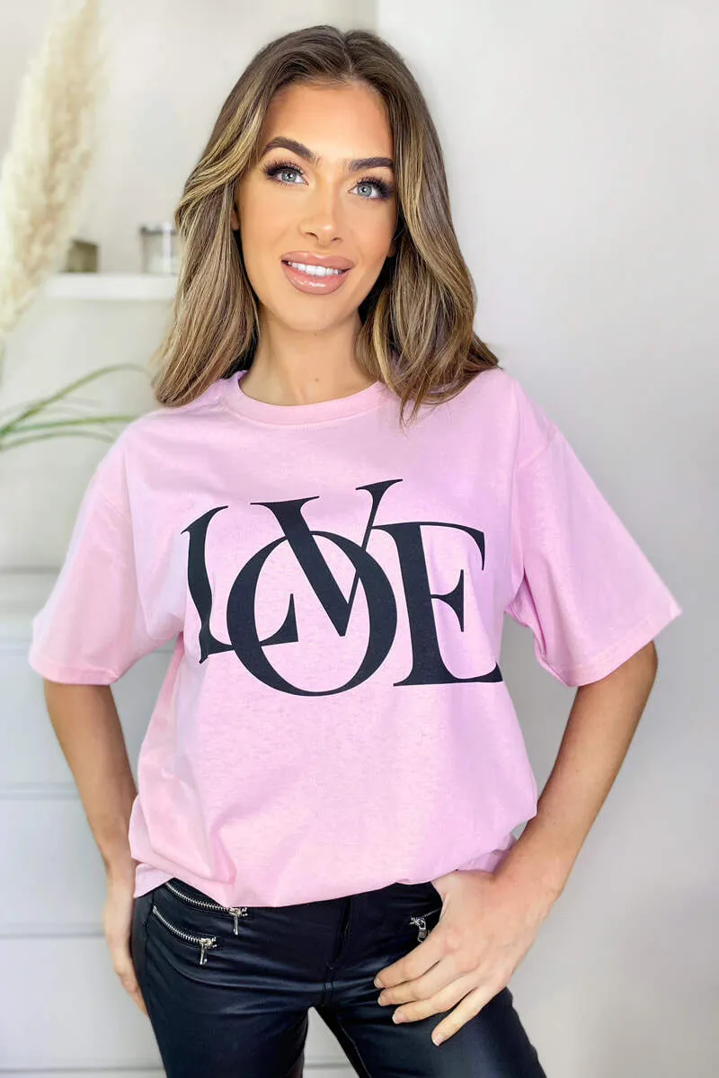 Pink Love Oversized Tee sold by AX Paris product image thumbnail 3