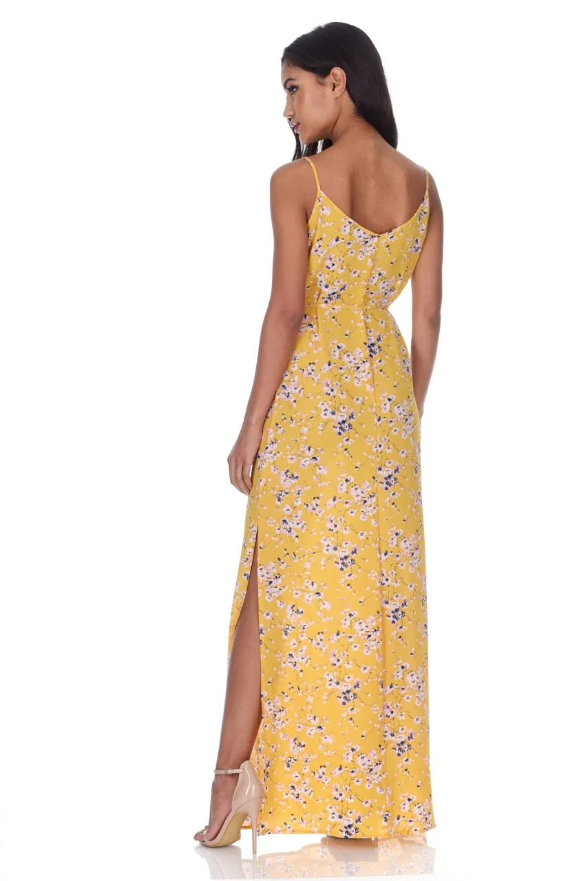 Yellow Floral Print Thigh Split Maxi Dress sold by AX Paris product image thumbnail 3