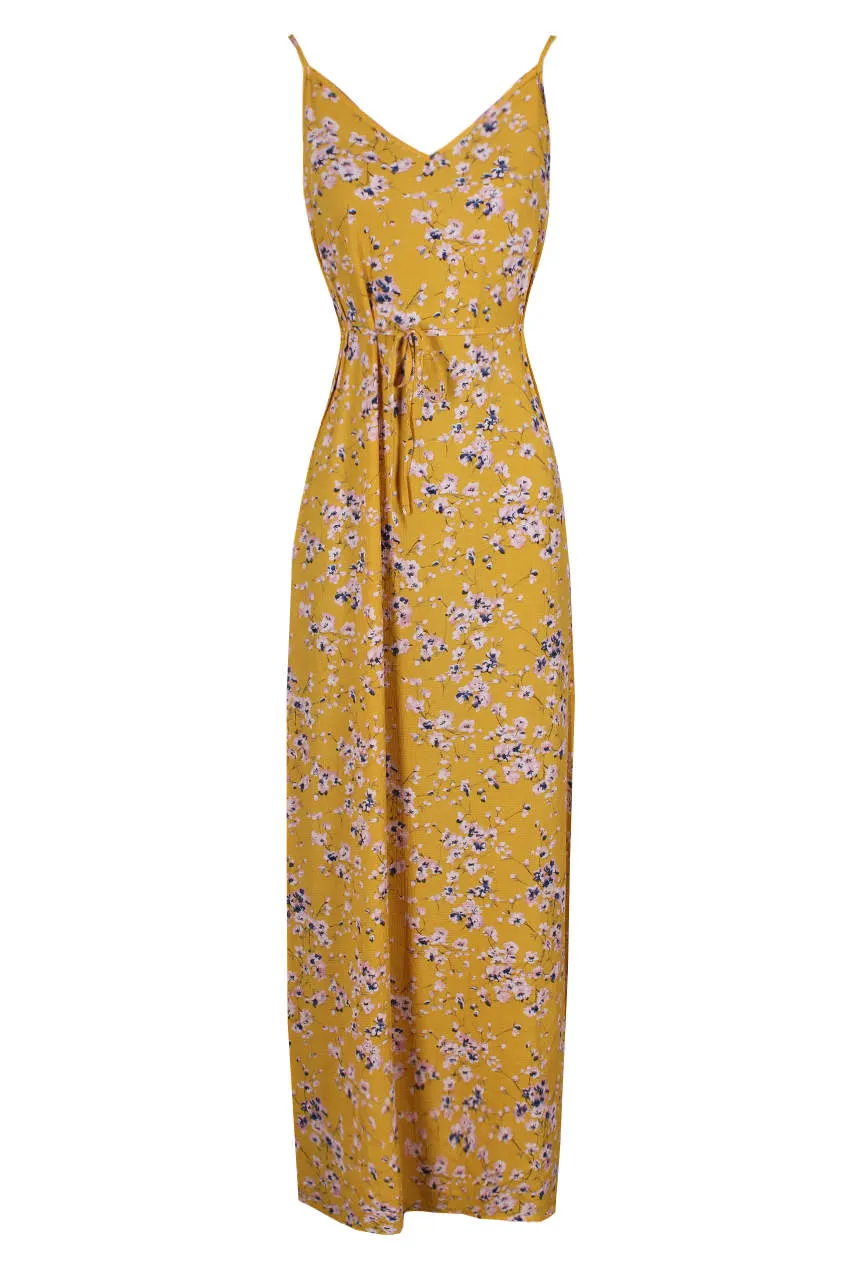 Yellow Floral Print Thigh Split Maxi Dress sold by AX Paris product image thumbnail 4