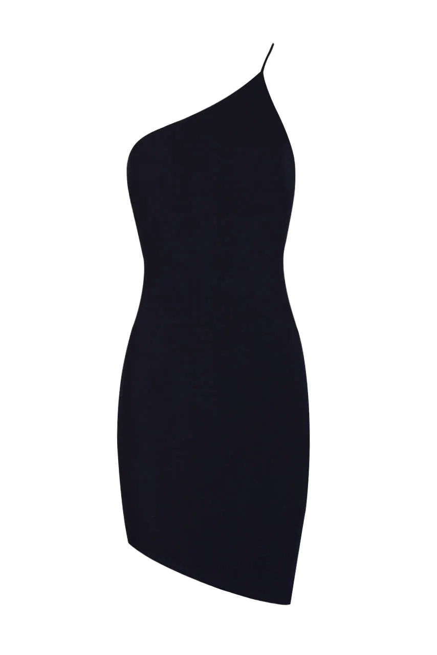 Navy Off The Shoulder Asymmetric Hem Dress sold by AX Paris product image thumbnail 4