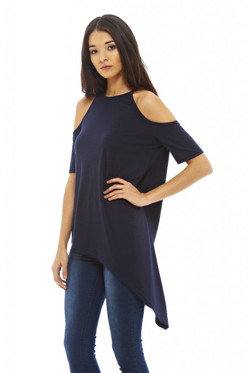 Asymmetric Cut Out Shoulder Top sold by AX Paris