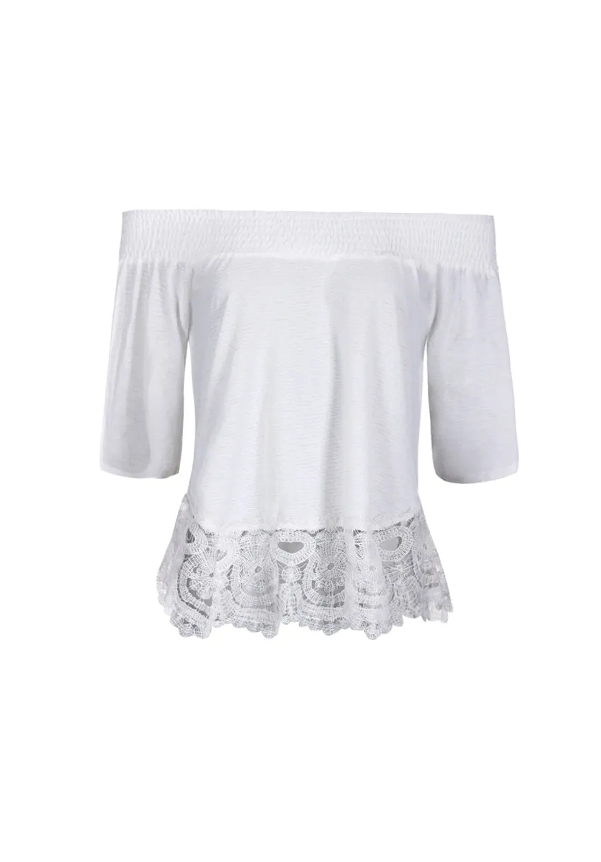 Cream Off The Shoulder Crochet Top sold by AX Paris product image thumbnail 4