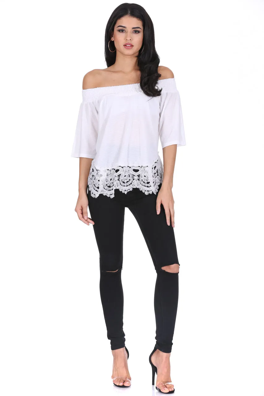 Cream Off The Shoulder Crochet Top sold by AX Paris product image thumbnail 2