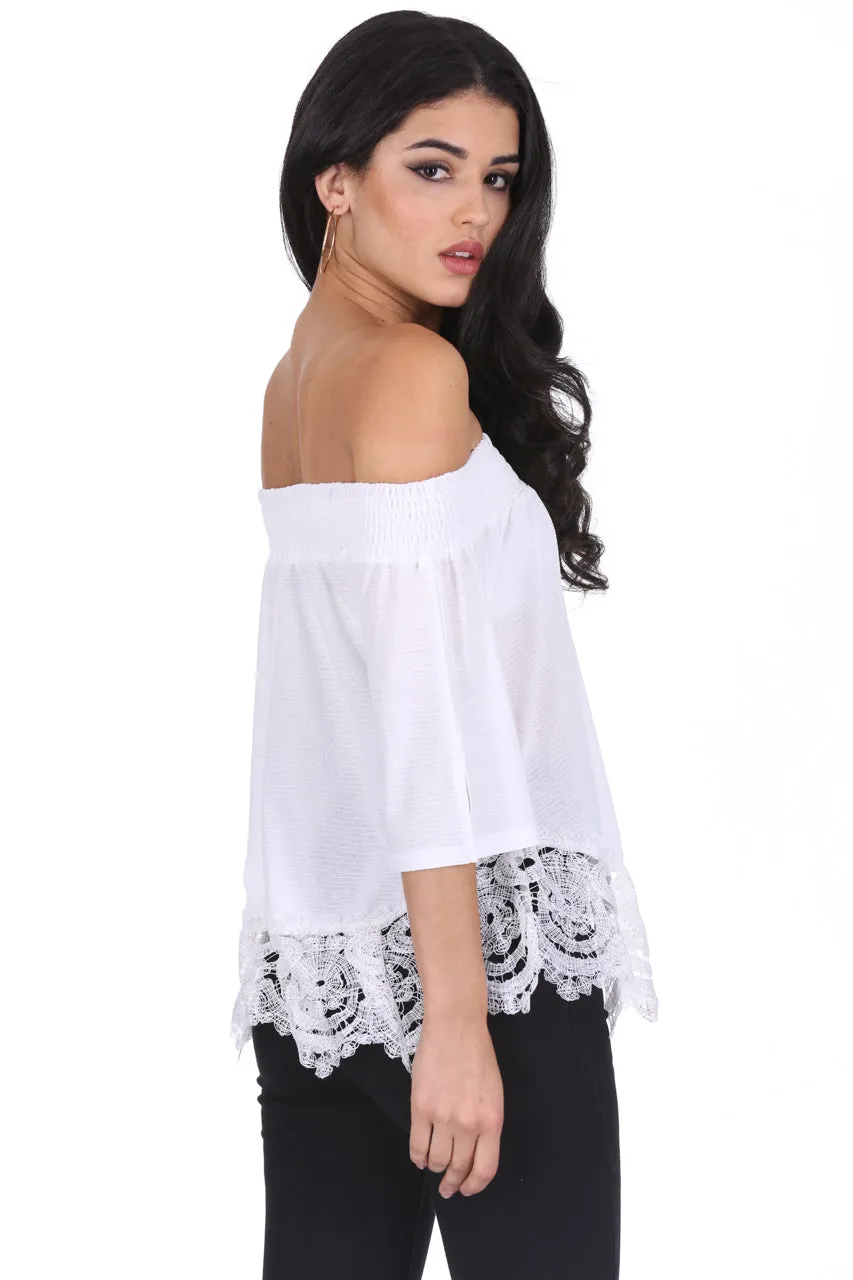 Cream Off The Shoulder Crochet Top sold by AX Paris product image thumbnail 3