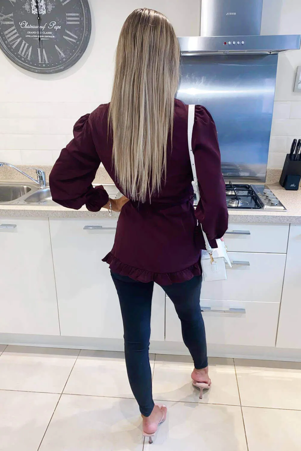 Plum Frill Wrap Top sold by AX Paris product image thumbnail 4