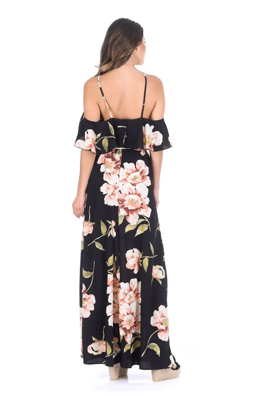 Black Strappy Floral Patterned Maxi Dress sold by AX Paris product image thumbnail 4
