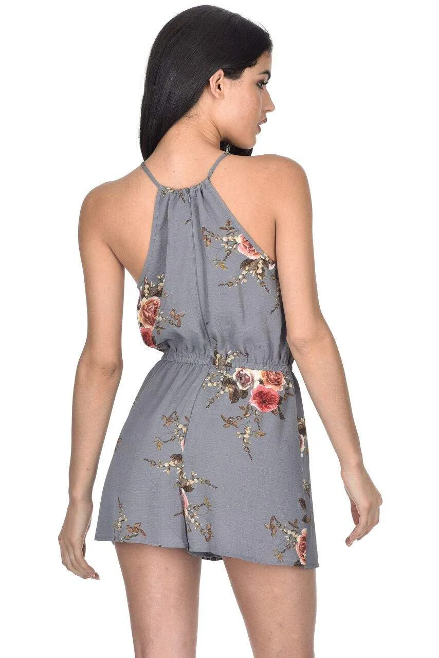 Grey Floral Printed Playsuit sold by AX Paris product image thumbnail 3