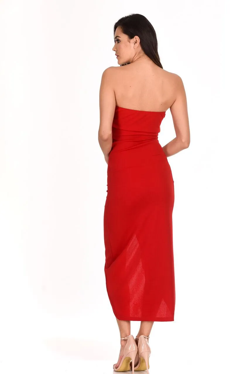 Red Bardot Frill Detail Midi Dress sold by AX Paris product image thumbnail 3