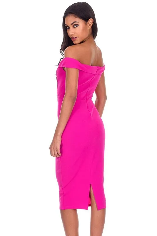 Fuchsia Bardot Bodycon Dress sold by AX Paris product image thumbnail 3