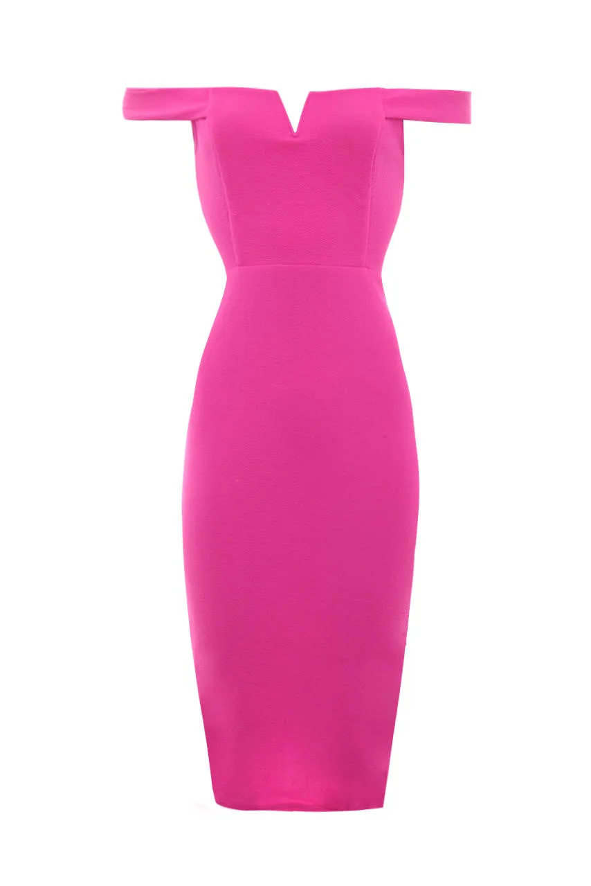 Fuchsia Bardot Bodycon Dress sold by AX Paris product image thumbnail 4