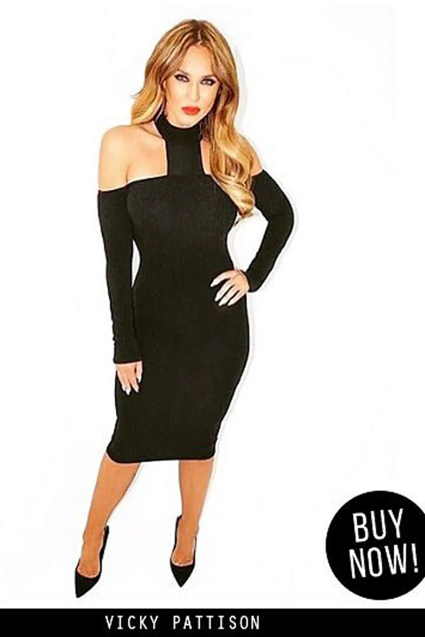 Black Midi Bodycon Dress sold by AX Paris
