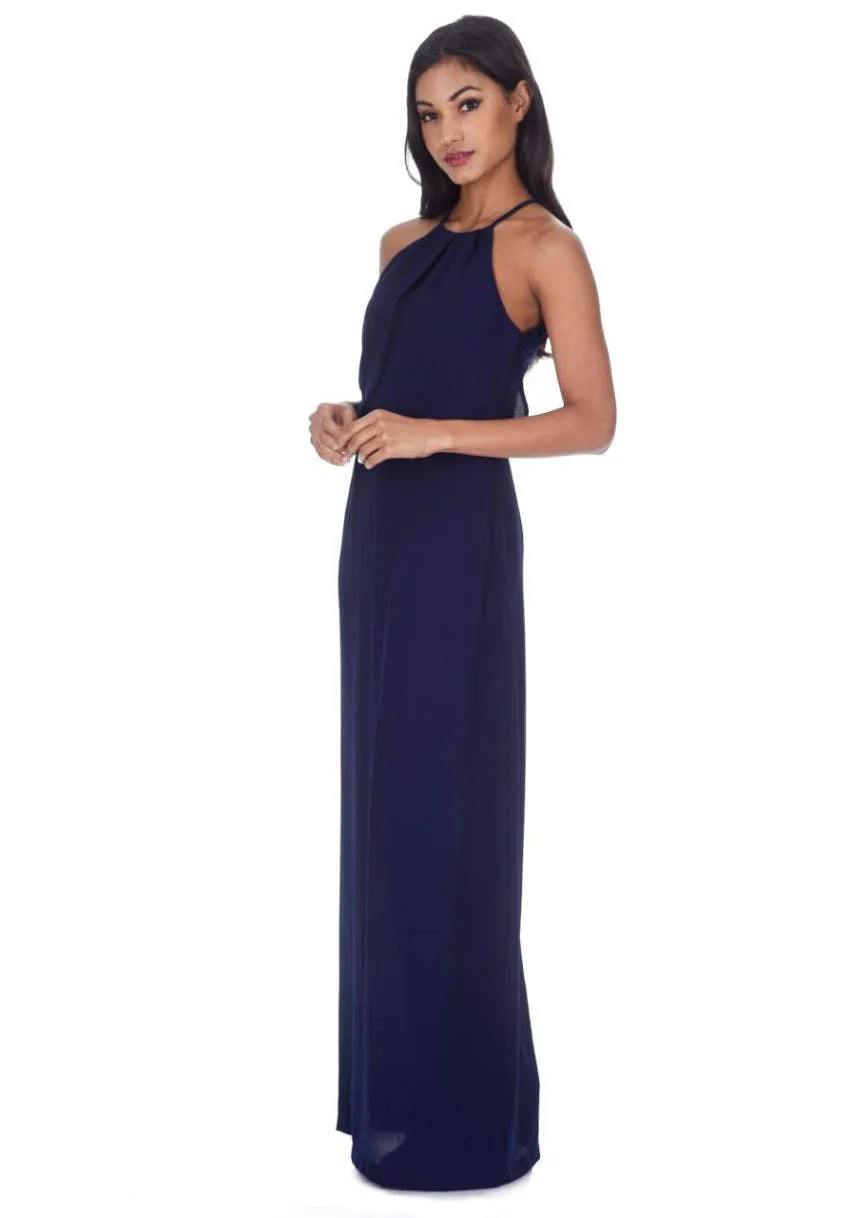 Navy Halterneck Strappy Lace Detail Maxi Dress sold by AX Paris product image thumbnail 2