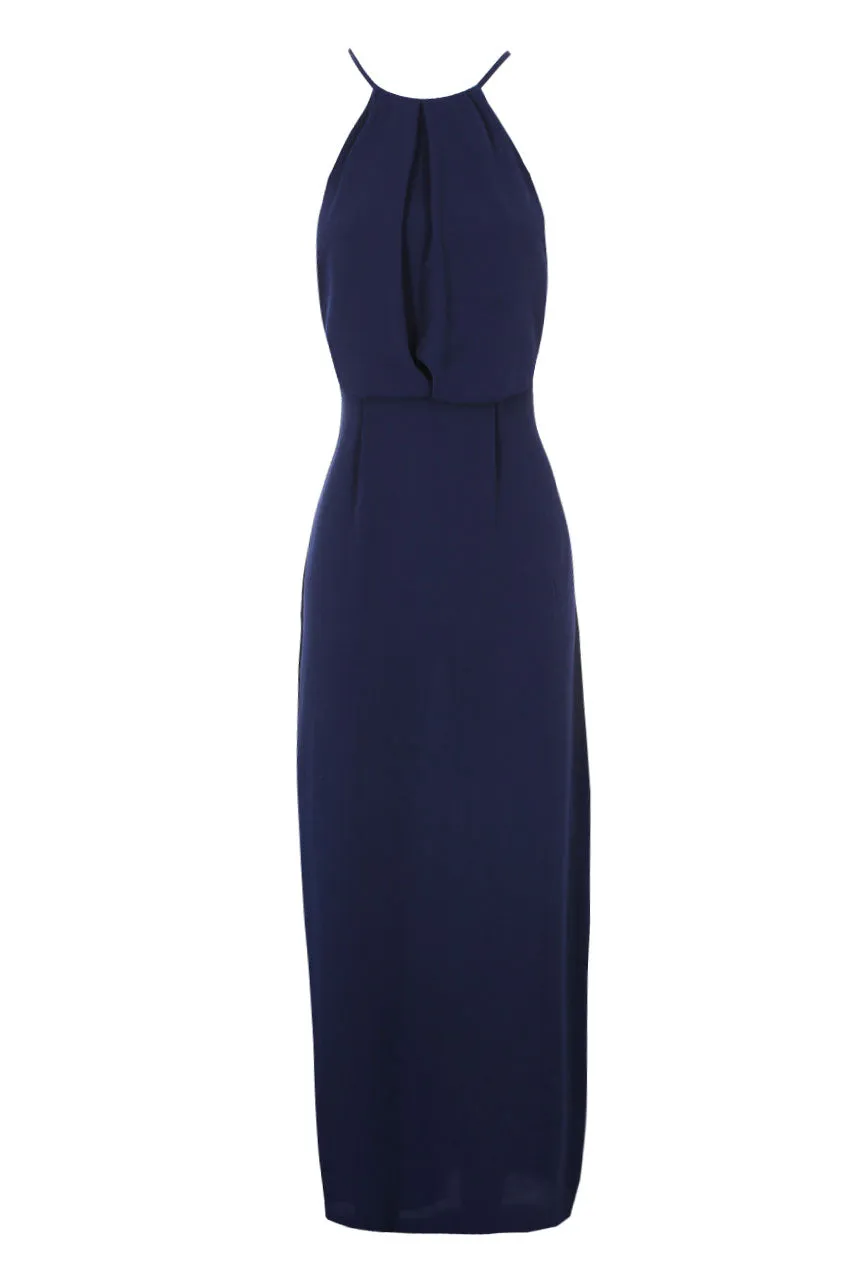 Navy Halterneck Strappy Lace Detail Maxi Dress sold by AX Paris product image thumbnail 4