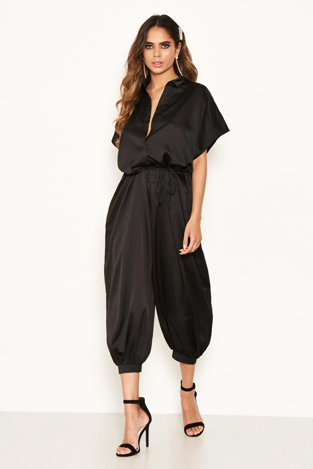 Black Button Up Jumpsuit sold by AX Paris product image thumbnail 4