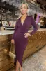 Plum Long Sleeve Wrap Midi Dress sold by AX Paris
