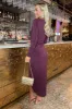 Plum Long Sleeve Wrap Midi Dress sold by AX Paris