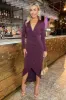 Plum Long Sleeve Wrap Midi Dress sold by AX Paris
