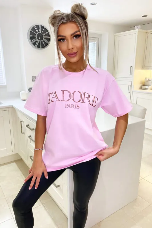 Pink Jadore Oversized Tee sold by AX Paris