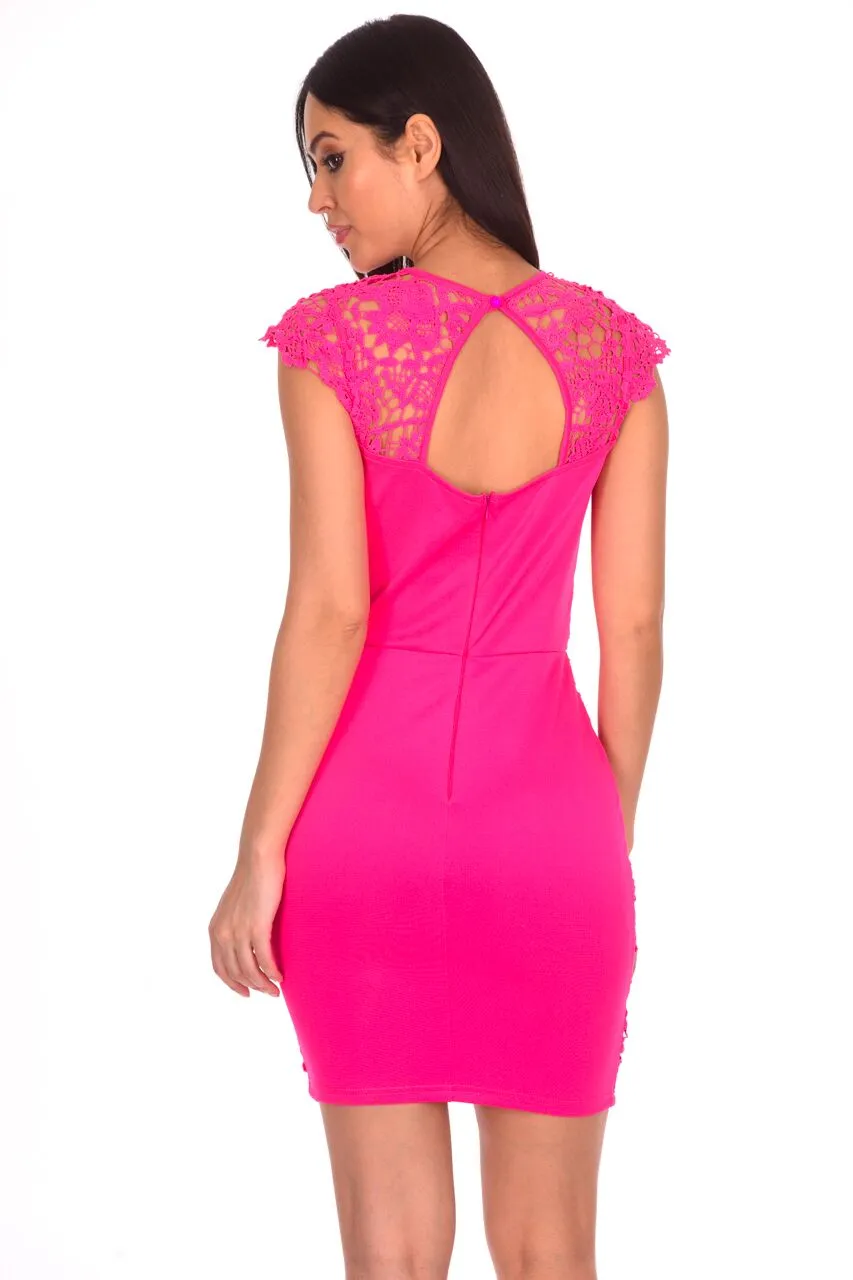 Cerise Crochet Detail Mini Dress sold by AX Paris product image thumbnail 3