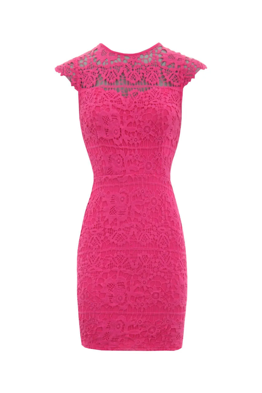 Cerise Crochet Detail Mini Dress sold by AX Paris product image thumbnail 4