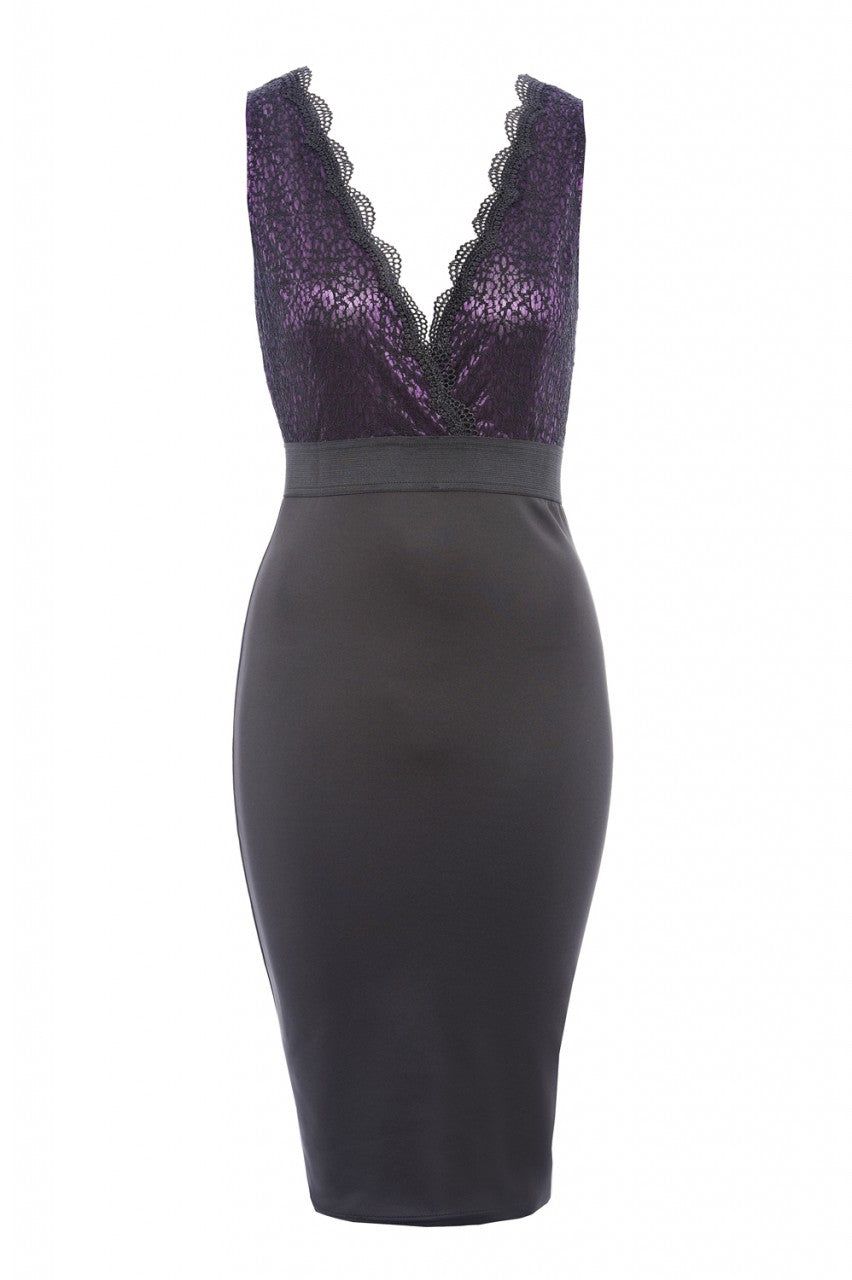 V Front 2 Tone Lace Midi Dress sold by AX Paris product image thumbnail 5
