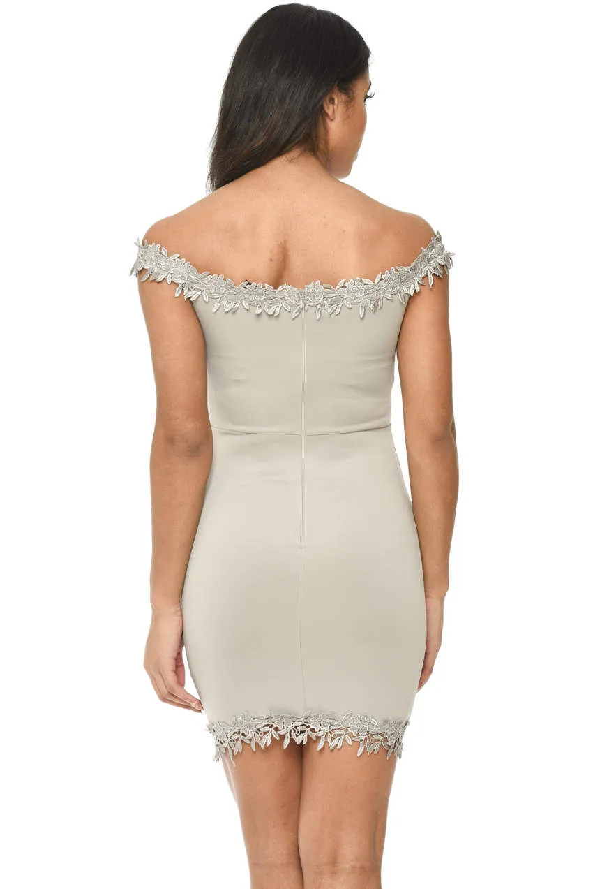 Grey Bardot Mini With Lace Detail sold by AX Paris product image thumbnail 3