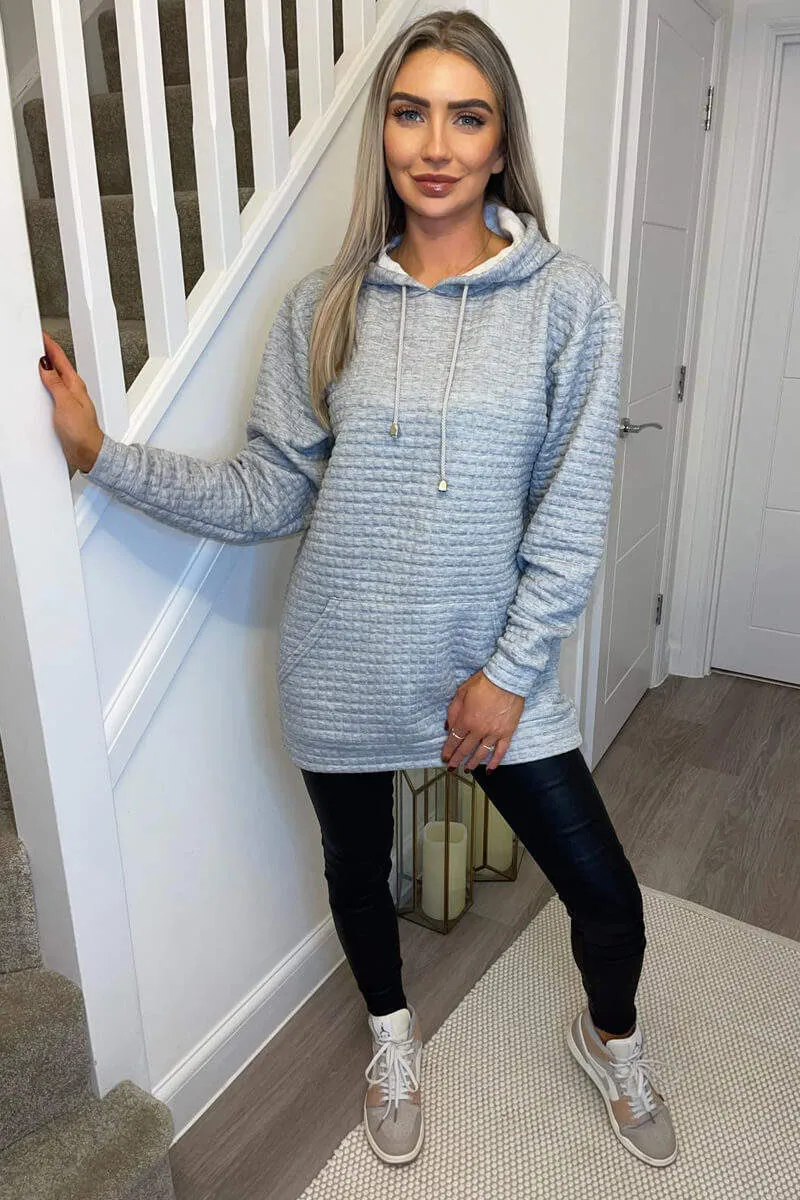 Grey Quilted Hoodie sold by AX Paris product image thumbnail 3