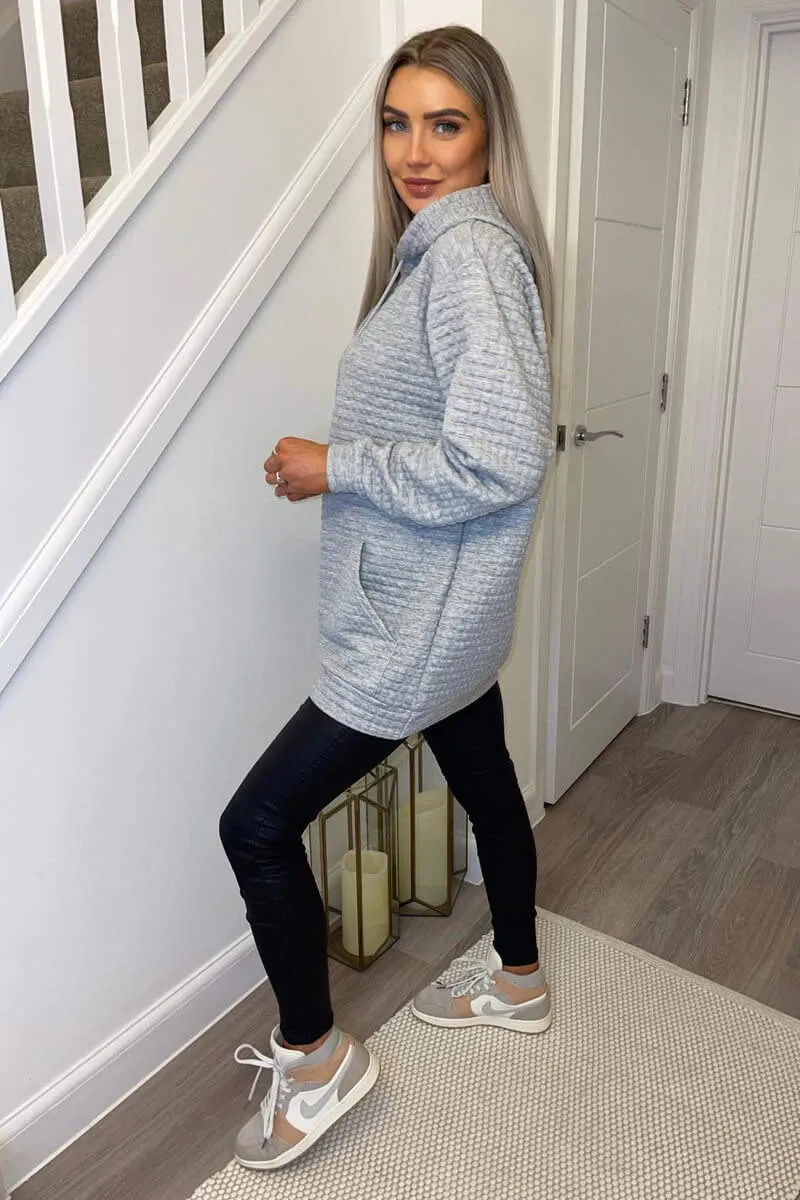 Grey Quilted Hoodie sold by AX Paris product image thumbnail 4