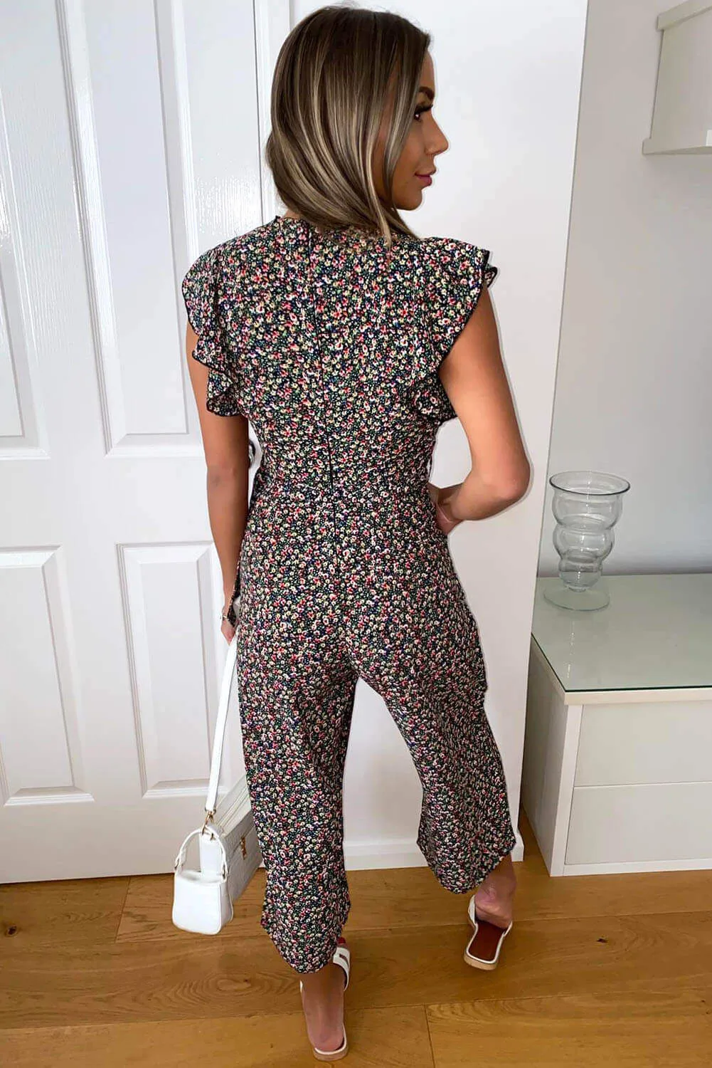 Black Floral Wrap Jumpsuit sold by AX Paris product image thumbnail 4