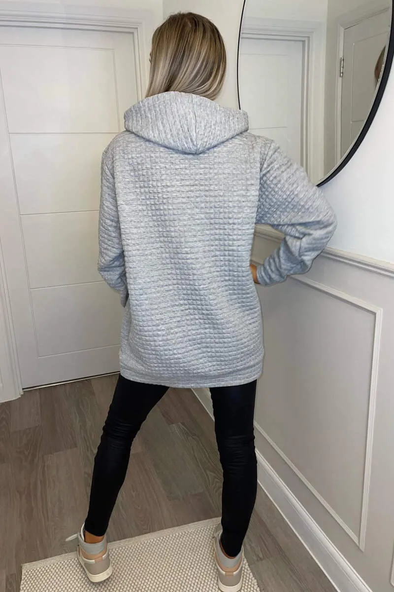Grey Quilted Hoodie sold by AX Paris product image thumbnail 5