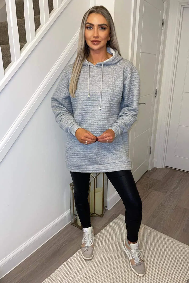 Grey Quilted Hoodie sold by AX Paris product image thumbnail 2