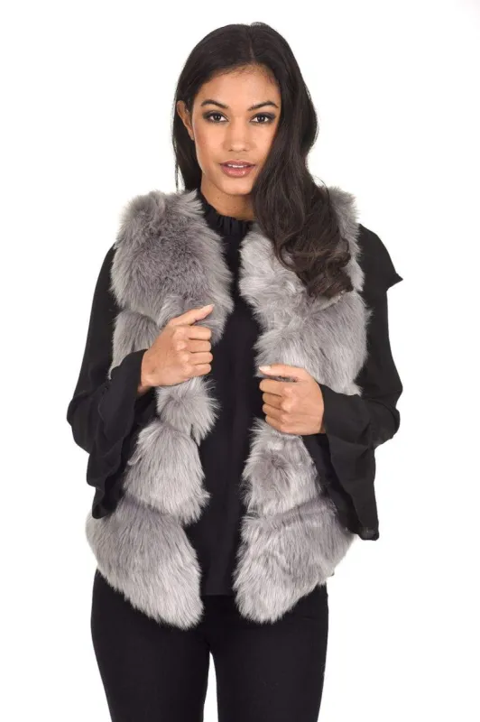 Grey Short Faux Fur Gilet sold by AX Paris