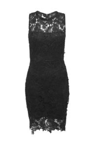 Black Crochet Lace Dress with Sleeveless Detail sold by AX Paris