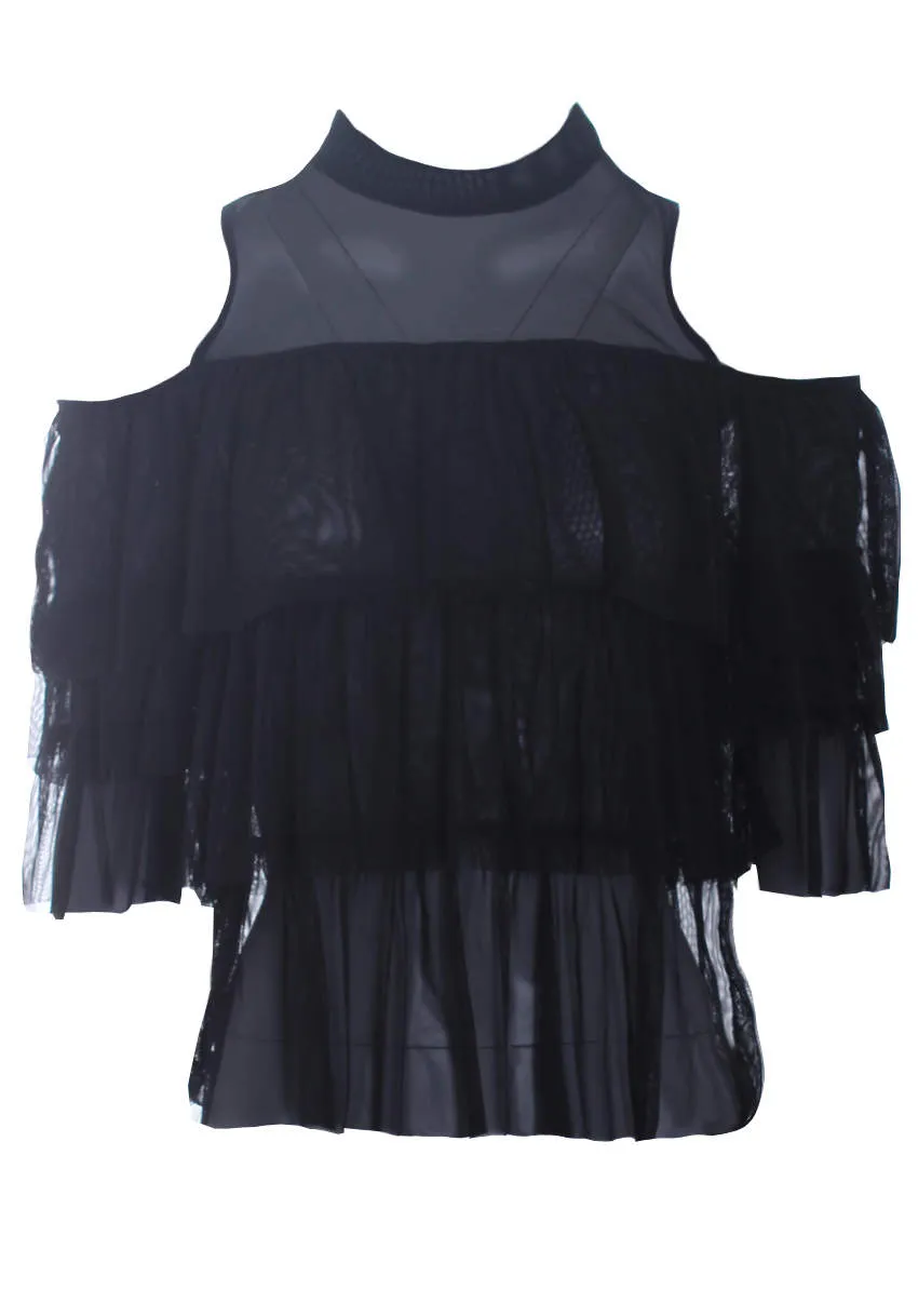 Black Frill Detail Sheer Top sold by AX Paris product image thumbnail 4