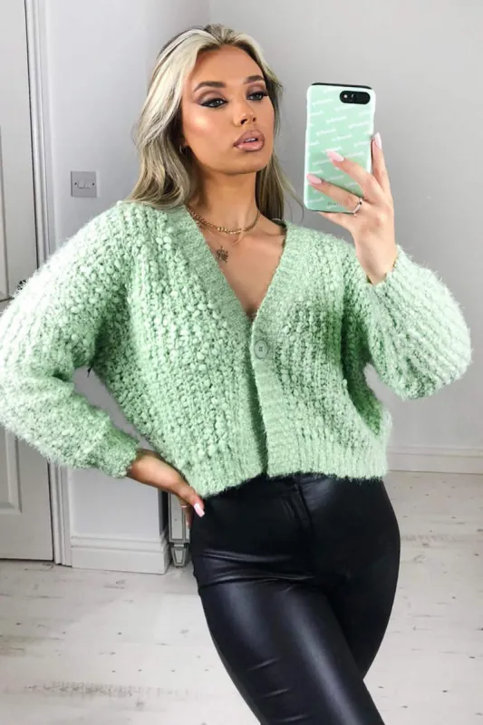 Sage Chunky Knit Cardigan sold by AX Paris