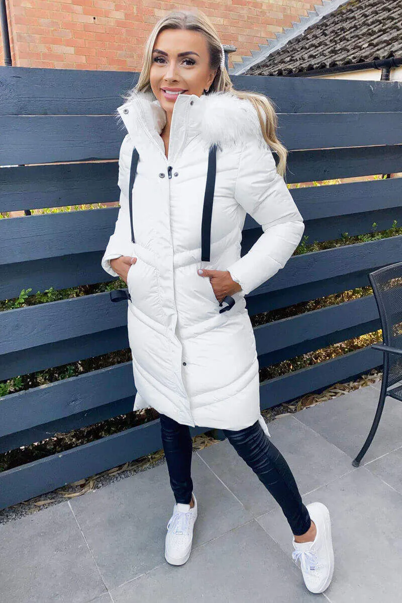Cream Padded Longline Puffer Coat sold by AX Paris product image thumbnail 2