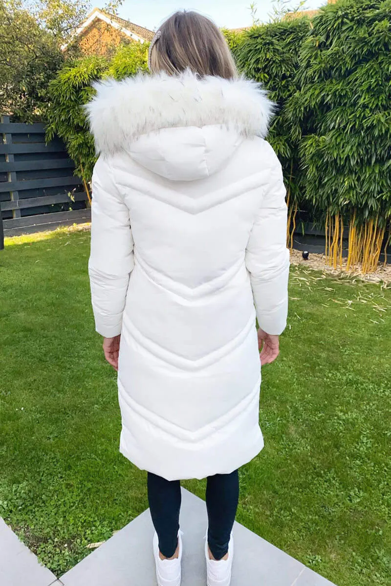 Cream Padded Longline Puffer Coat sold by AX Paris product image thumbnail 4