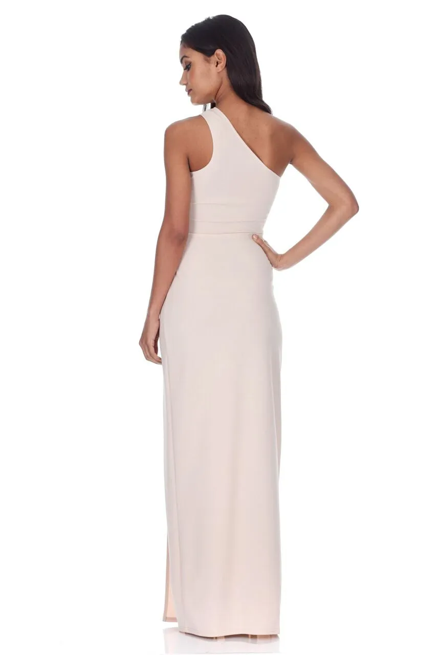 Nude One Shoulder Floral Embroidered Detail Maxi Dress sold by AX Paris product image thumbnail 3