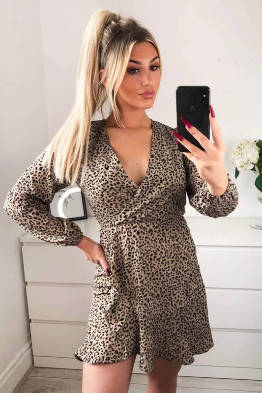 Multi Animal Print Wrap Dress sold by AX Paris