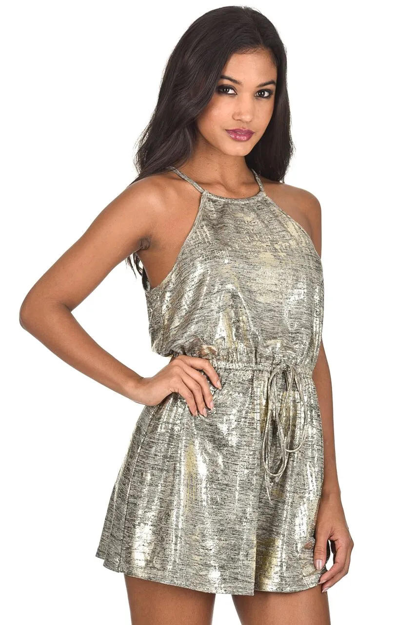 Gold Sparkly Playsuit sold by AX Paris