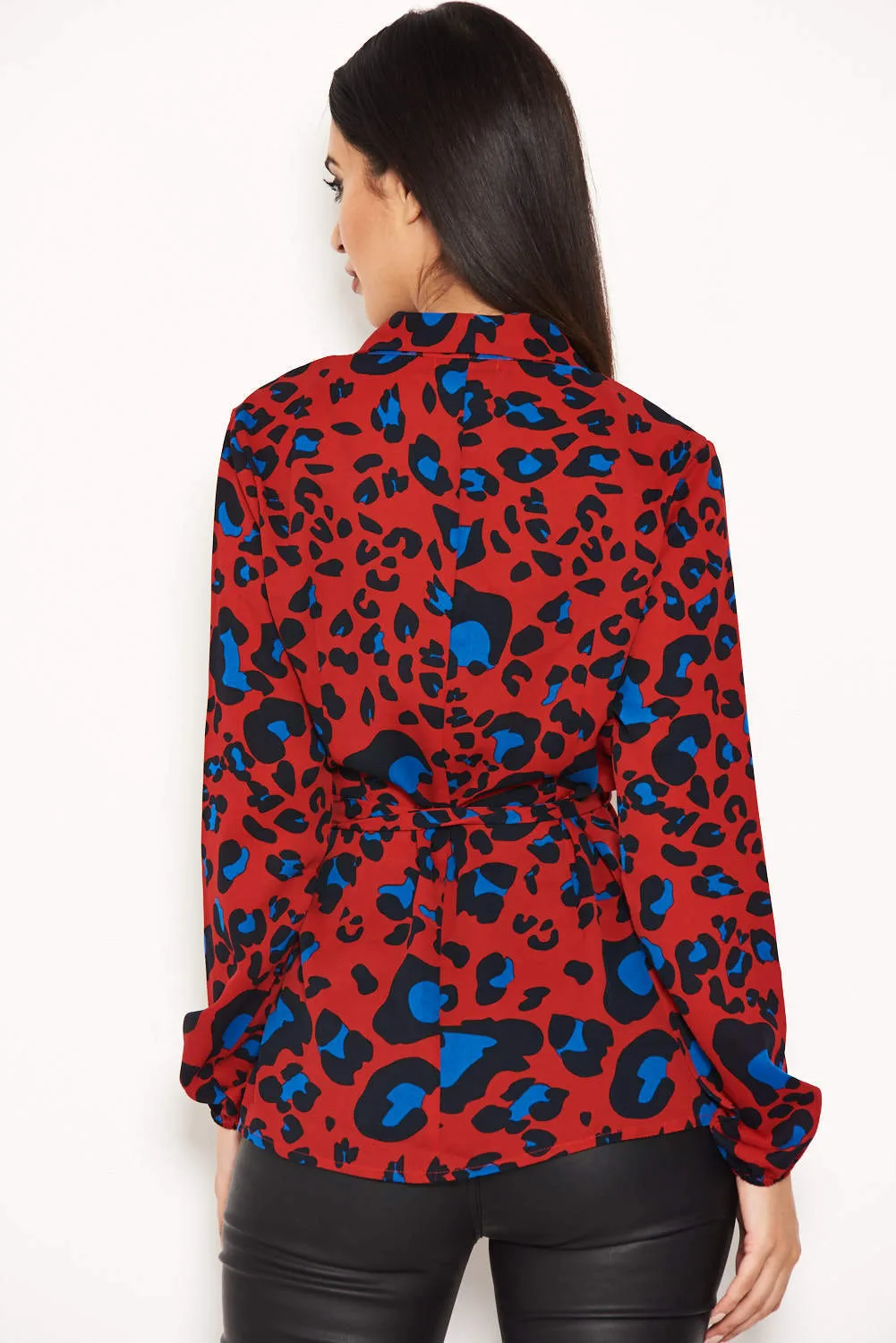 Red Animal Print Waist Tie Blouse sold by AX Paris product image thumbnail 3
