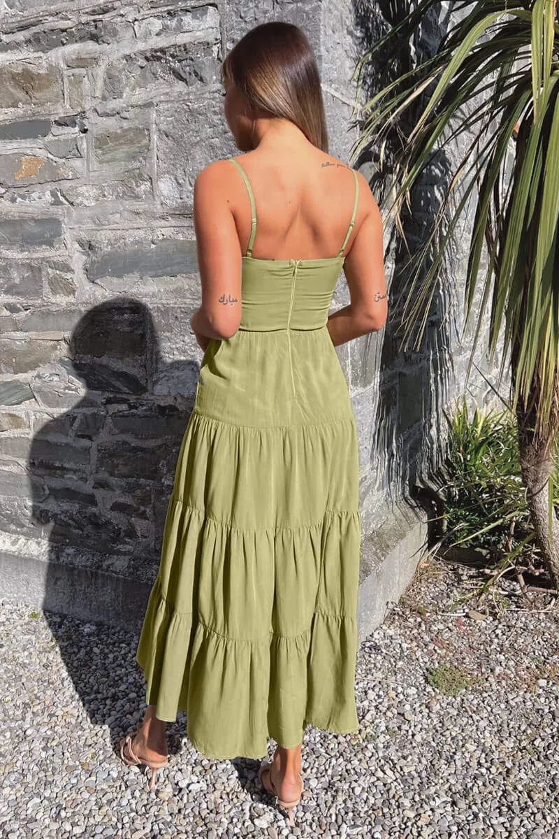 Khaki Strappy Smock Midi Dress sold by AX Paris product image thumbnail 4