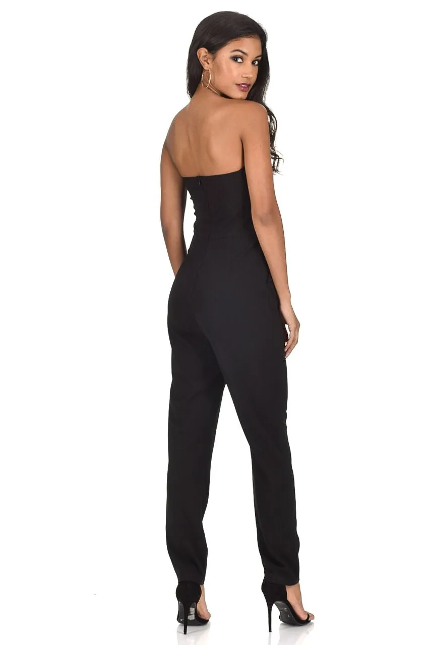 Black Strapless Lace Embellished Jumpsuit sold by AX Paris product image thumbnail 3