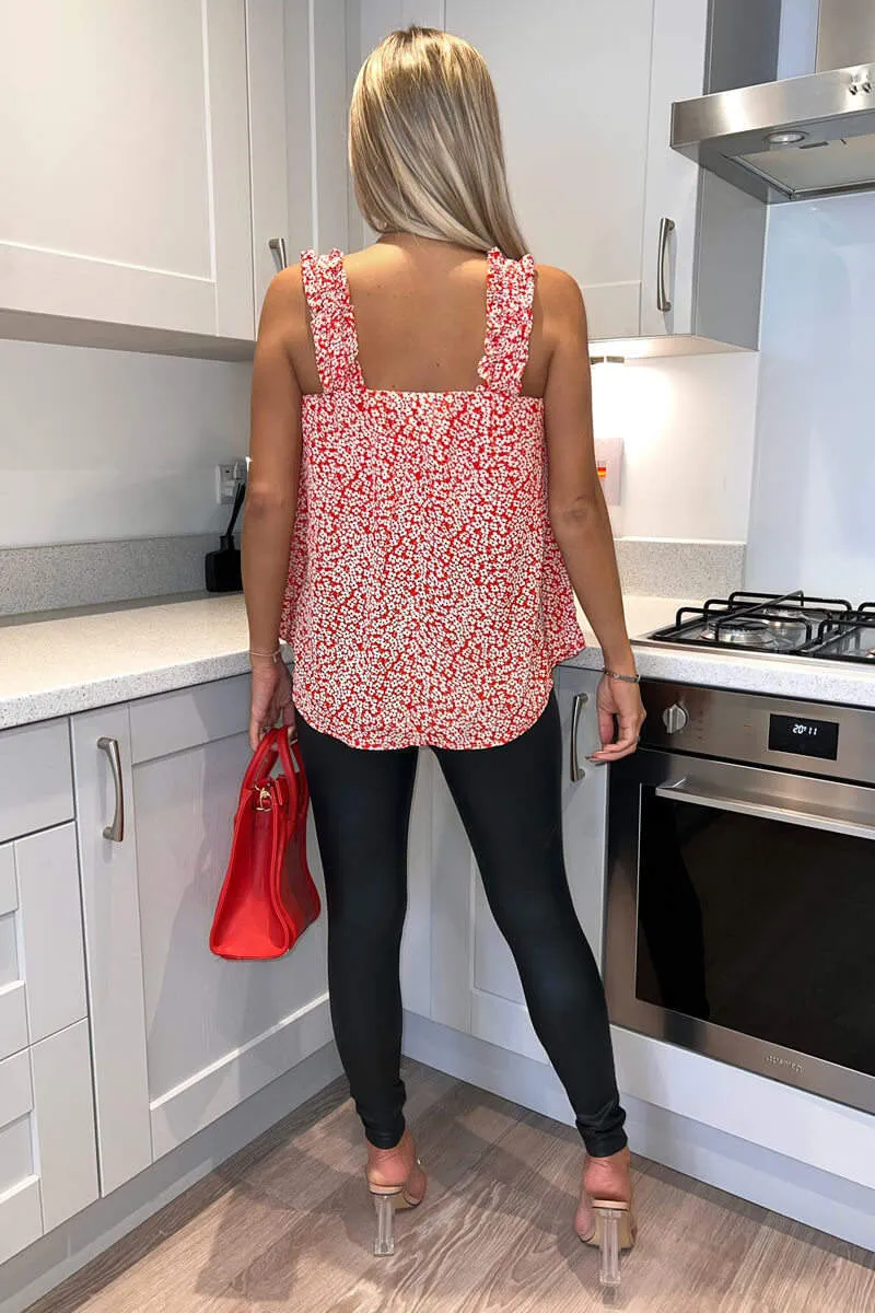 Red Floral Printed Elasticated Strap Top sold by AX Paris product image thumbnail 4