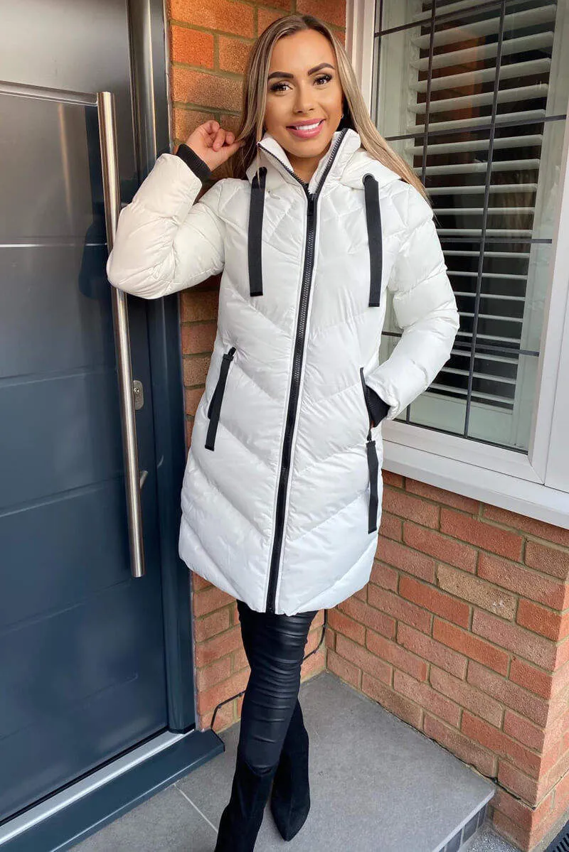 Cream Longline Padded Coat sold by AX Paris product image thumbnail 3