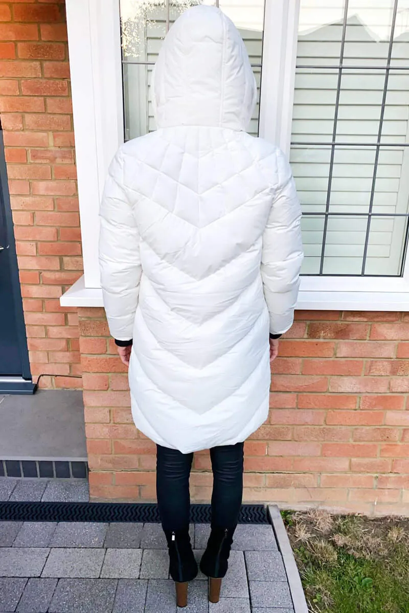Cream Longline Padded Coat sold by AX Paris product image thumbnail 4